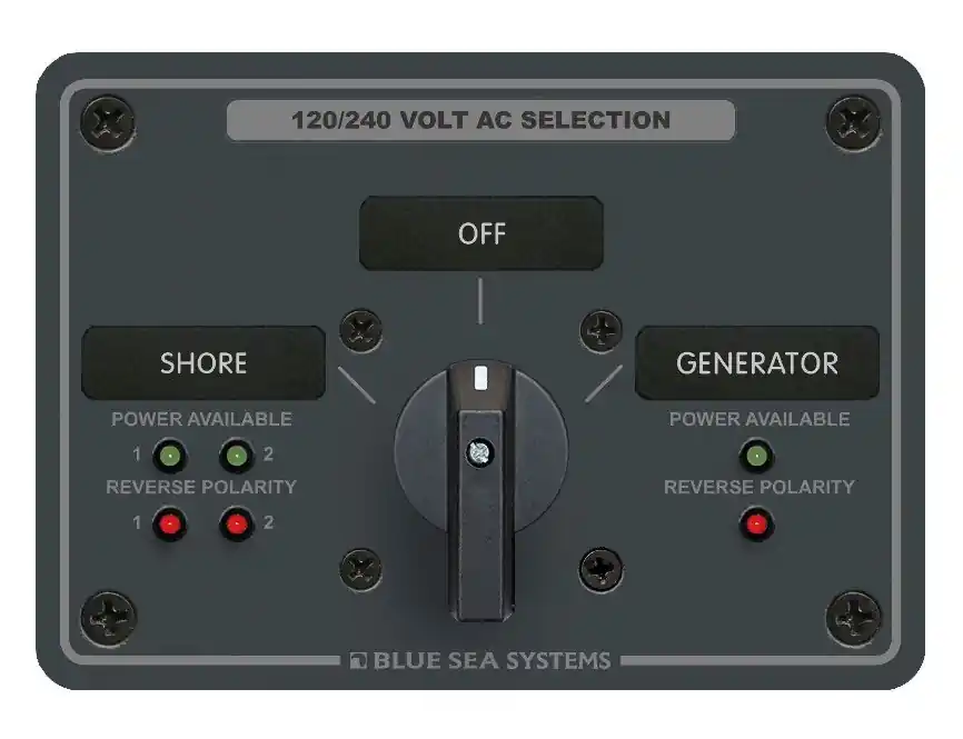 Blue Sea Systems 4-Pole AC Rotary Switch Panel 30 Ampere 2 Positions/OFF - 8386 Popular