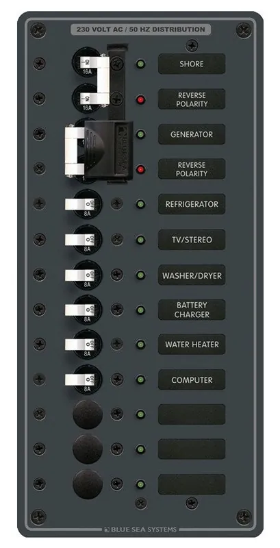 Latest Blue Sea Systems European Source Selector Panel 230V AC AC 2 Sources Plus 9 Positions - 8566