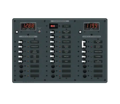 Sale Blue Sea Systems European Power Distribution Panel 12/24V DC AC Main Plus 6 Positions/DC Main Plus 18 Positions - 8508