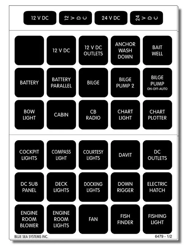 Genuine Blue Sea Systems Waterproof DC 60 Black Square Label Kit - 4216