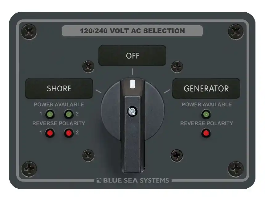 Blue Sea Systems 4-Pole AC Rotary Switch Panel 65 Ampere 2 Positions/OFF - 8369 Next Day Delivery
