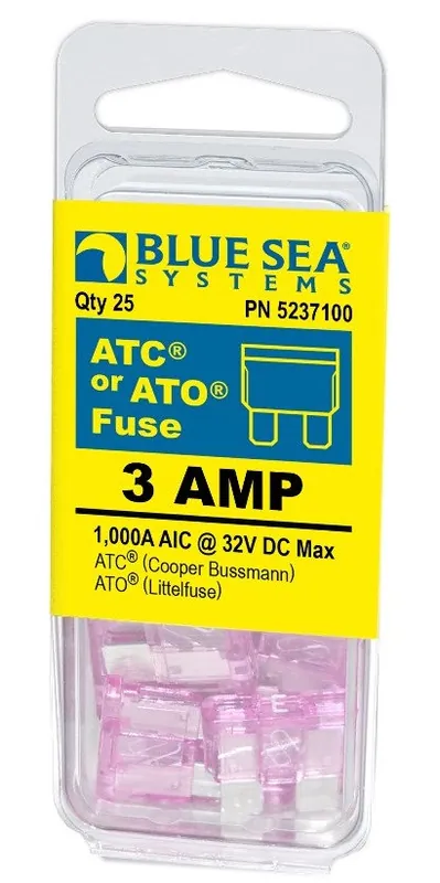 Modern Blue Sea Systems ATO/ATC Fuse 3 Amp 32V DC - 25 pcs. - 5237100