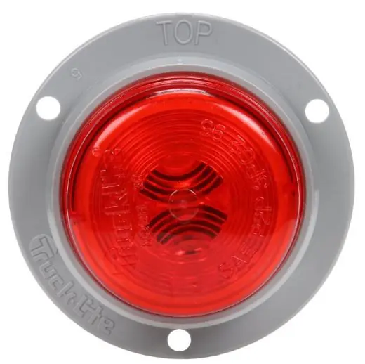 Worldwide Shipping Truck-Lite 30 Series 1 Bulb Red Round Incandescent Marker Clearance Light 12V Kit with Gray Polycarbonate Flange Mount - 30222R