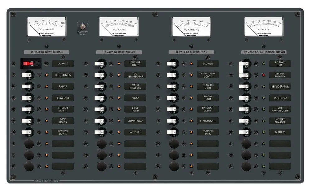 Top Rated Blue Sea Systems AC Main Plus 8 Positions/DC Main Plus 29 Positions Power Distribution Panel 12V DC - 8095