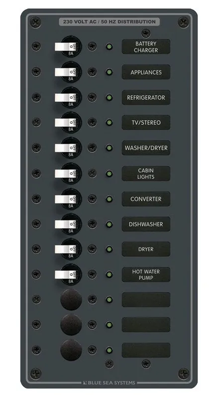 Limited Offer Blue Sea Systems European AC Panel 230V AC with 13 Positions - 8580
