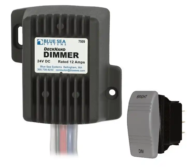 Price Cut Blue Sea Systems Deckhand Decklight Dimmer 24V DC 12A with Rocker Switch - 7509