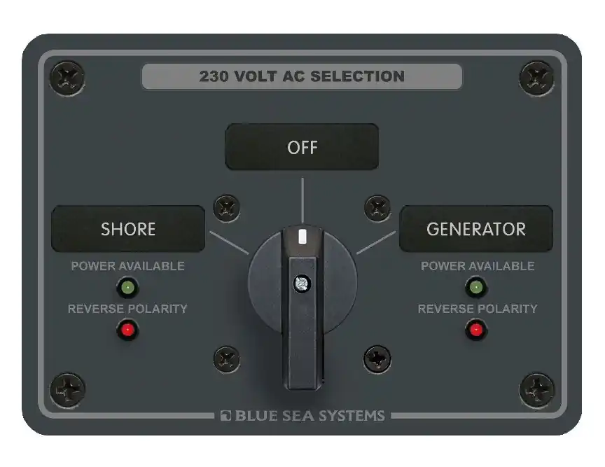 Blue Sea Systems 2-Pole AC Rotary Switch Panel 30 Ampere 2 Positions/OFF - 8359 New Release