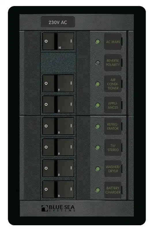 Markdown Blue Sea Systems Power Distribution Panel 230 Volt AC Main Plus 6 Positions - 1203