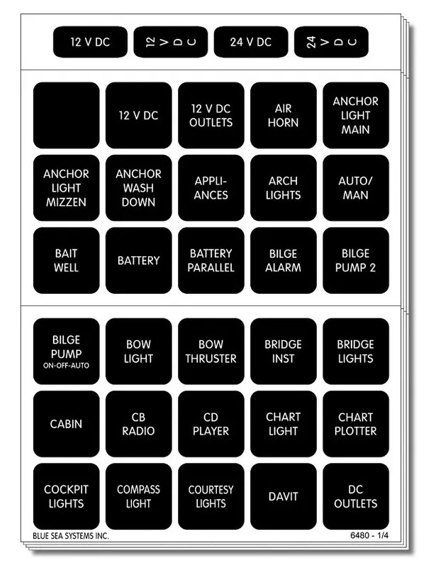 Authentic Blue Sea Systems Waterproof DC 120 Black Square Label Kit - 4217