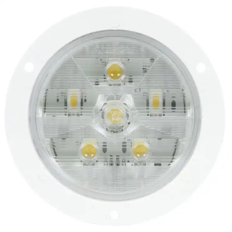 Wholesale Truck-Lite Super 44 6 Diode Clear Round LED Back-Up Light 12V with Fit N Forget S.S. and White Flange - 44345C