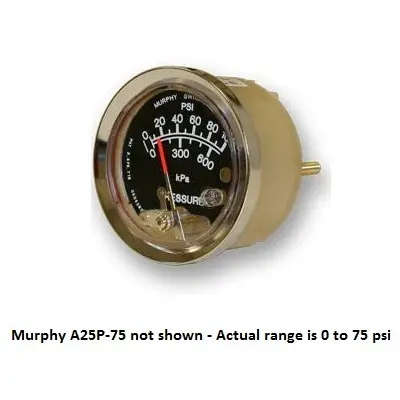 Murphy 0-75 PSI Mechanical Pressure Swichgage 2.5 in. with Polycarbonate Case - A25P-75 Viral