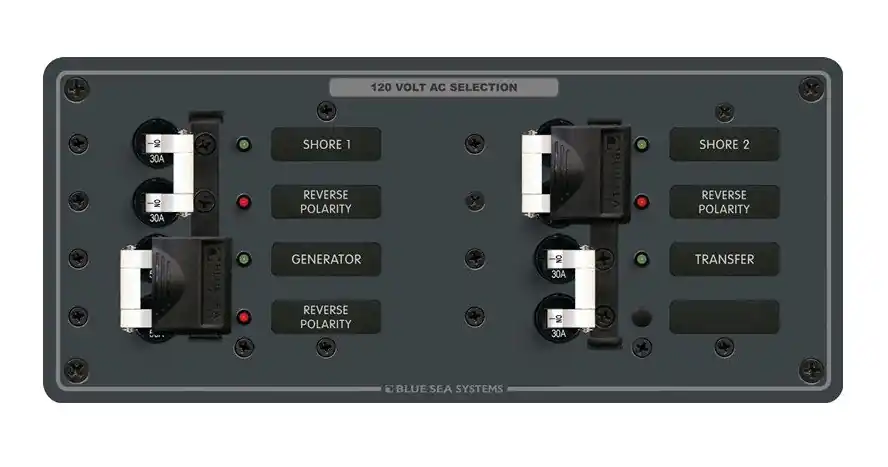 Blue Sea Systems AC 3 Sources Horizontal Selection Panel 120V AC - 8498 Authentic