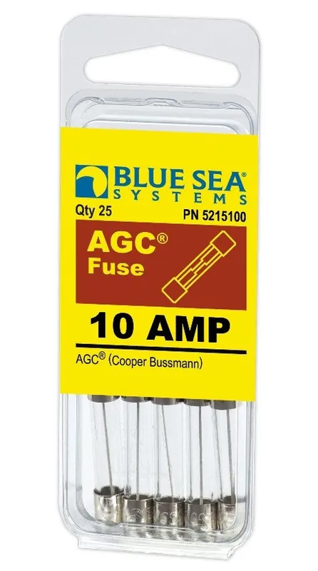 While Supplies Last Blue Sea Systems AGC 10 Amp Fuse 32V DC - Pack 25 - 5215100