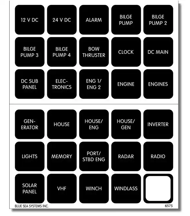 Modern Blue Sea Systems Waterproof DC 30 Black Square Label V2 Kit - 4218