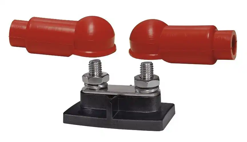 Blue Sea Systems PowerBar Dual BusBar 48V DC with Two 3/8 in.-16 Stud and Insulators - 2019 One Day Deal