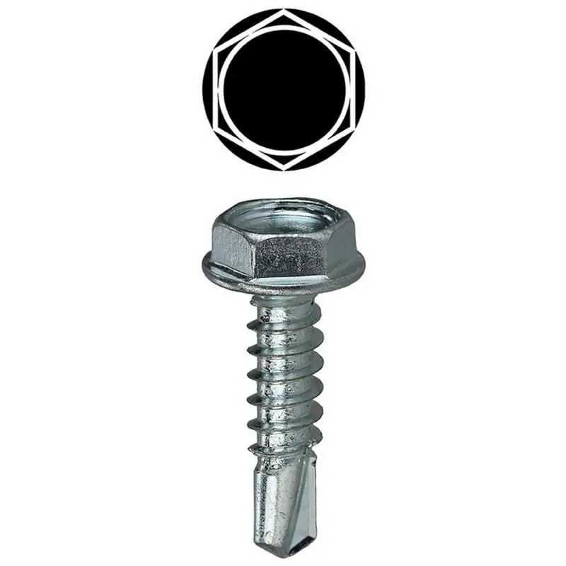 Dottie TEKHW14114 Zinc Plated Steel Hex Washer Head Self-Drilling Screw #14 x 1-1/4-Inch Seasonal Sale
