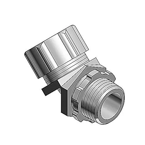 Place Order Thomas & Betts 5246 Zinc Electroplated/Chromate Coating Malleable Iron Non-Insulated 45-Degree Liquidtight Connector 1-1/2-Inch 52® 53® Series