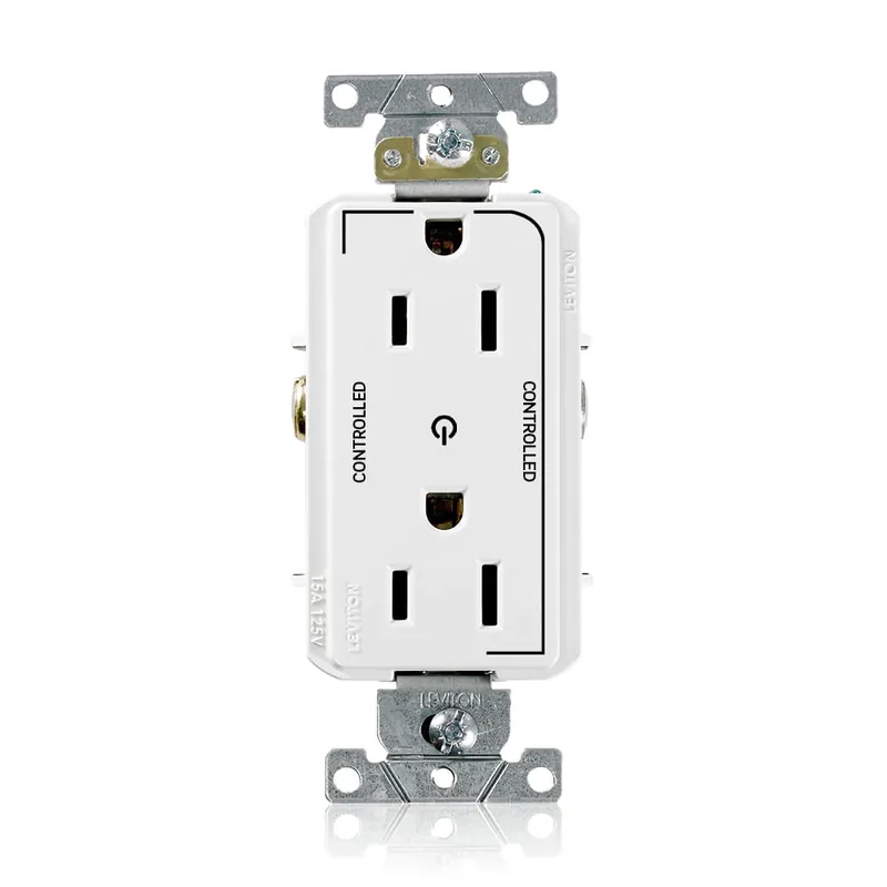 Best Choice Leviton 16252-2PW Commercial Grade Heavy-Duty 2 Controlled Straight Blade Duplex Receptacle 15-Amp 125-Volt NEMA 5-15R White Decora Plus