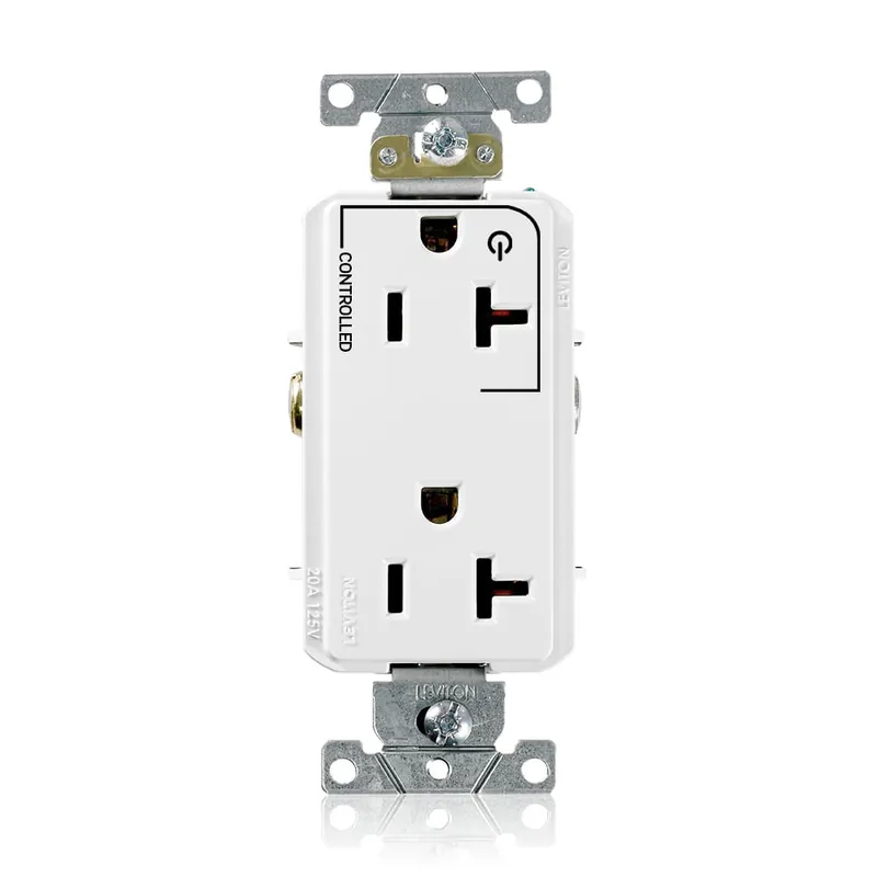 Leviton 16352-1PW Commercial Grade Heavy-Duty 1 Controlled Straight Blade Duplex Receptacle 20-Amp 125-Volt NEMA 5-20R White Decora Plus Express Delivery