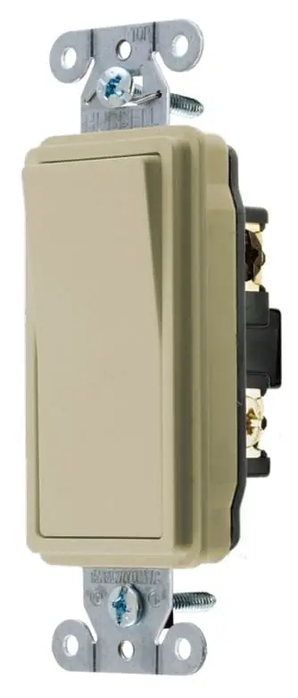 Hassle-Free Returns Hubbell-Wiring DS320I 277-Volt AC 20-Amp 3-Way Specification Grade Commercial Style Decorator Rocker Switch Ivory Style Line