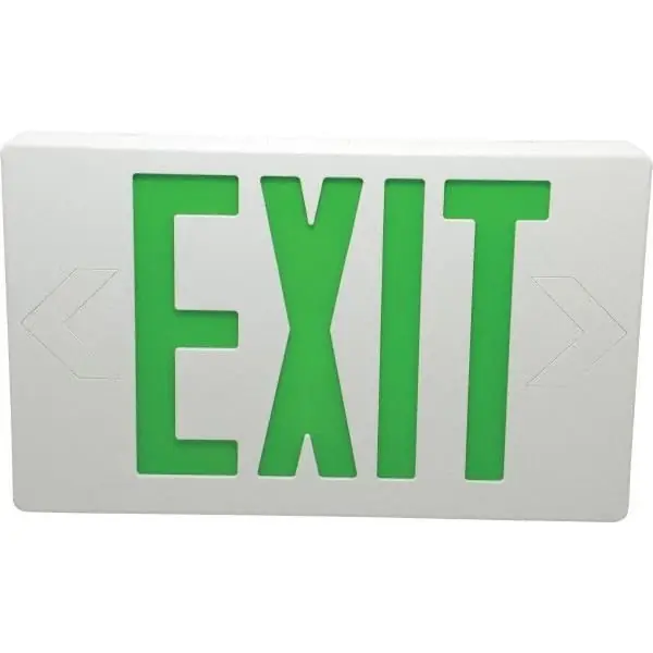Worldwide Shipping Mule Lighting MXBGU MX Series Battery Backup LED Exit Sign White Housing Green Letter 120/277 Volt