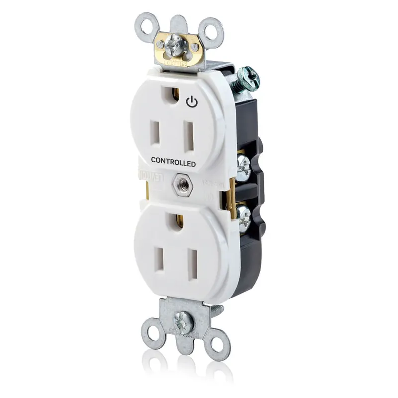 Brand New Leviton 5262-S1W Industrial Specification Grade Extra Heavy-Duty 1 Controlled Straight Blade Duplex Receptacle 15-Amp 125-Volt NEMA 5-15R White