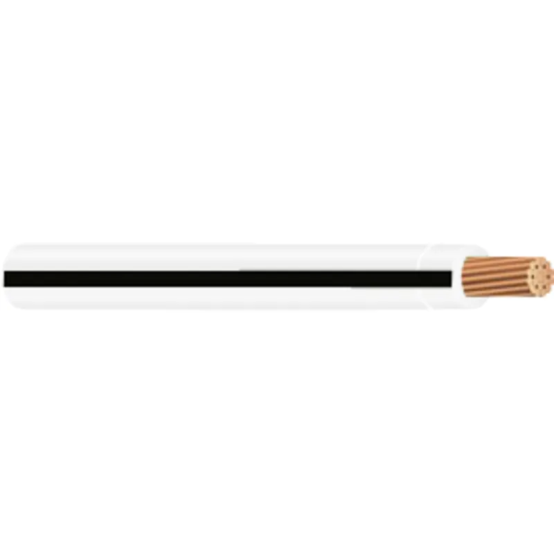 THHN-12-WHT-W/BLK-STRIPE Copper THHN Cable 12-AWG White With Black Stripe Brand New