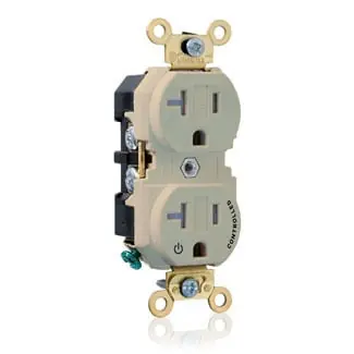 Budget Leviton 5362-1PI Industrial Specification Grade Extra Heavy-Duty Straight Blade Duplex Receptacle 20-Amp 125-Volt NEMA 5-20R Ivory