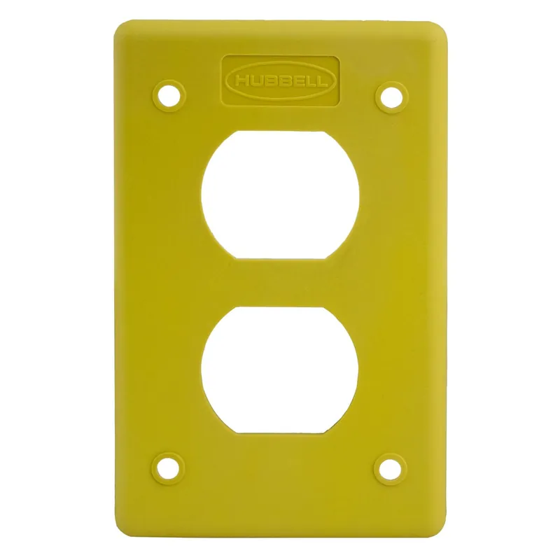 Hubbell-Wiring HBLP8FSY Polybutylene Terephthalate 1-Gang Duplex Cover Plate 1-Duplex Plate Cover Yellow Direct From Factory