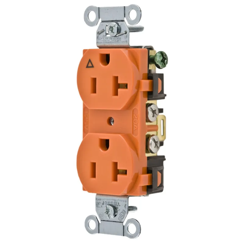 Clearance Hubbell-Wiring IG20CR Commercial Specification Grade Smooth Face Straight Blade Duplex Receptacle 20-Amp 125-Volt NEMA 5-20R Orange