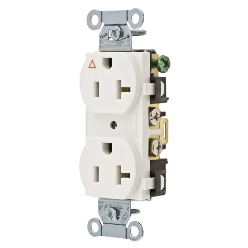 Hubbell-Wiring IG20CRWHI Commercial Specification Grade Smooth Face Straight Blade Duplex Receptacle 20-Amp 125-Volt NEMA 5-20R White Discount