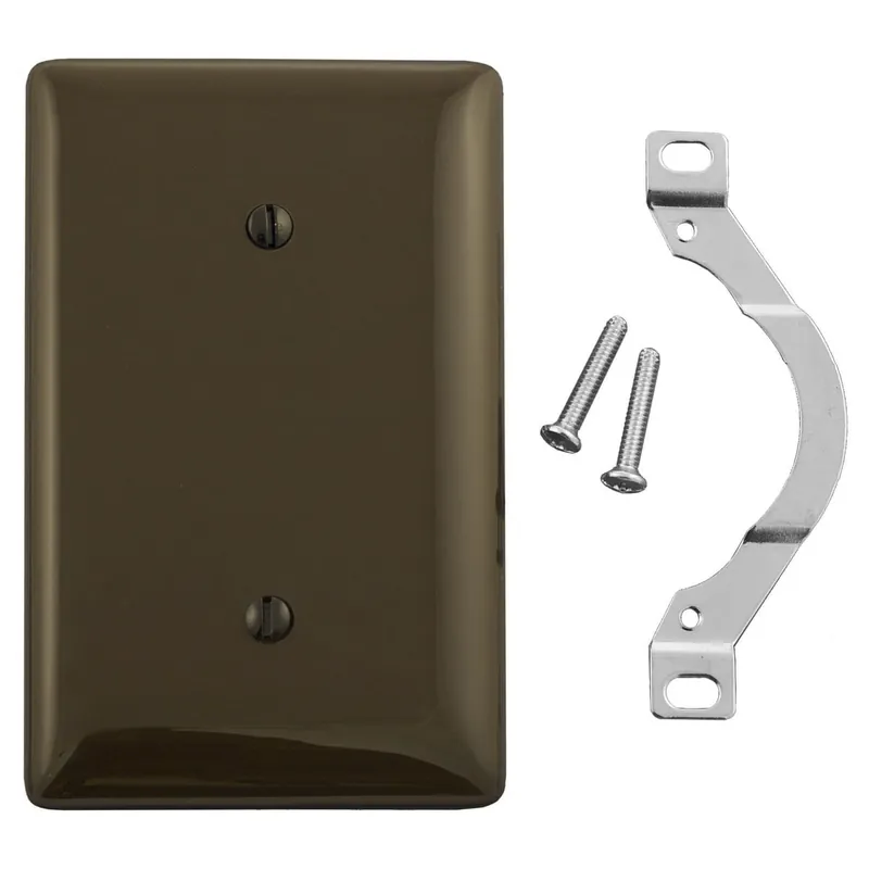 Modern Hubbell-Wiring NP14 Nylon Screw Mount Standard Size 1-Gang Blank Wallplate Brown Kellems