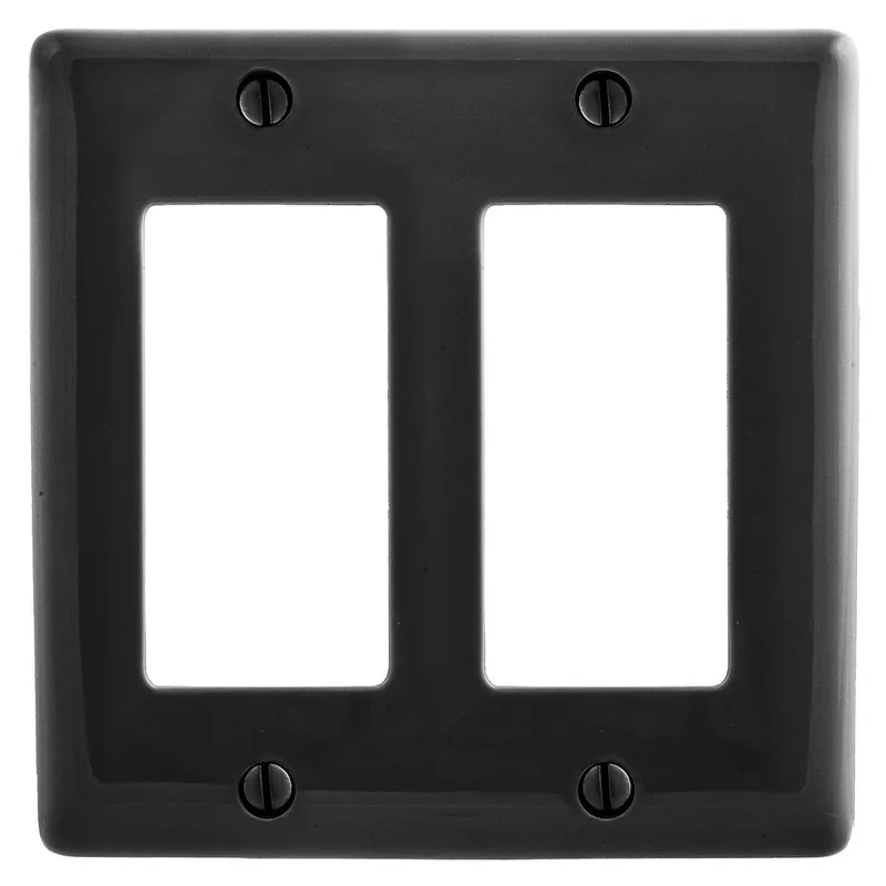 Hubbell-Wiring NP262BK Nylon Screw Mount Standard Size 2-Gang Wallplate Black Style Line In Demand