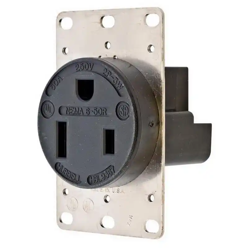 Hubbell-Wiring SR650 Commercial Grade Range And Dryer Straight Blade Single Receptacle 50-Amp 250-Volt NEMA 6-50R Black Select Spec Final Sale