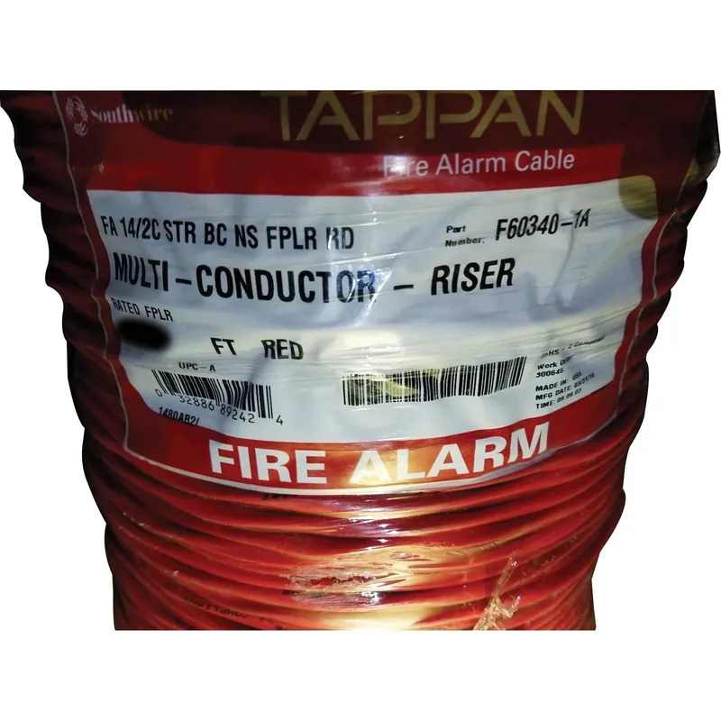 Stranded Bare Copper Unshielded FPLR Riser Rated Fire Alarm Cable 14/2 Red Weekend Sale