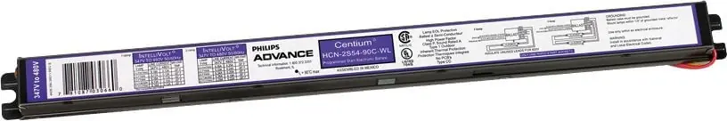 Philips Advance HCN2S5490CWL35M 1 Or 2 54-Watt F54T5/HO High Frequency Electronic Fluorescent Ballast 347 - 480-Volt Centium Direct From Factory