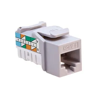 Top Rated Leviton 61HOM-RG6 High-Impact Fire Retardant Plastic 1-Port Category 6 Type T568A/B Snap-In Jack Connector Gray Home 6