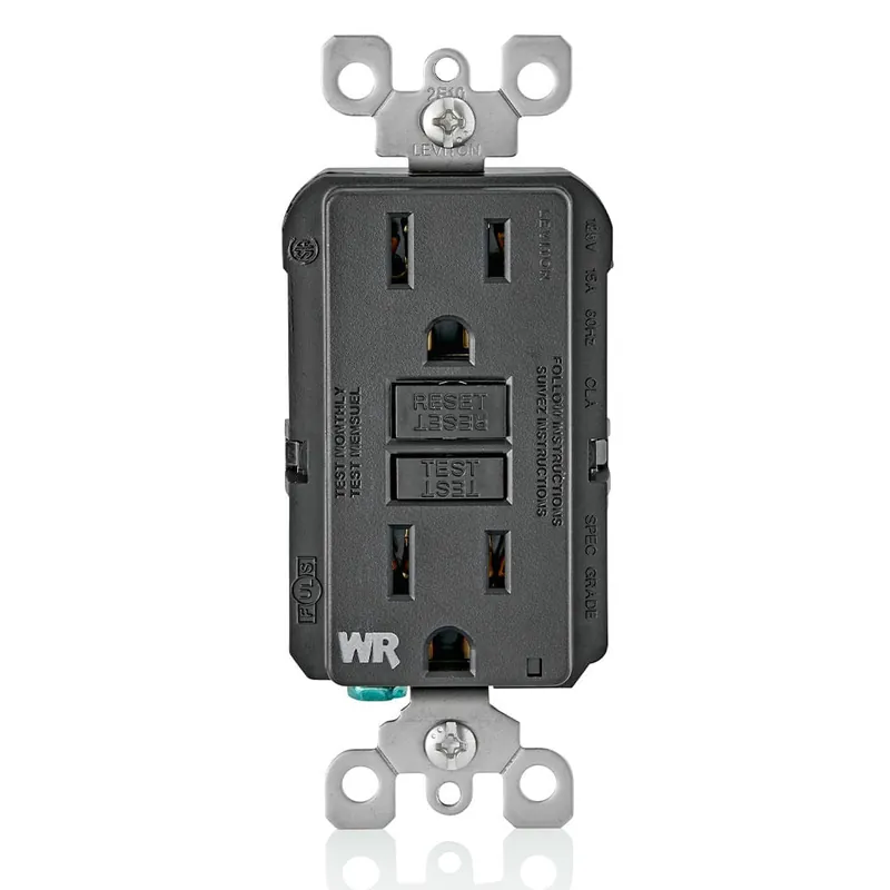 Deal Leviton GFWR1-E Weather-Resistant Monochromatic Self-Test GFCI Duplex Receptacle 15-Amp 125-Volt NEMA 5-15R Black SmartlockPro