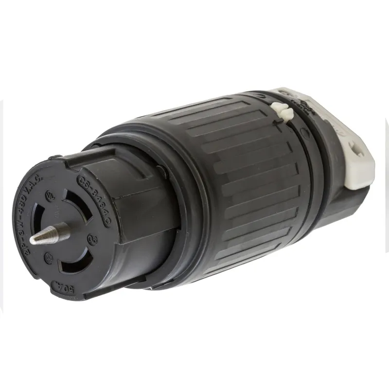 Hubbell-Wiring CS8464C 3-Wire 2-Pole Polarized Locking Connector 480-Volt AC 50-Amp Black Twist-Lock Clearance