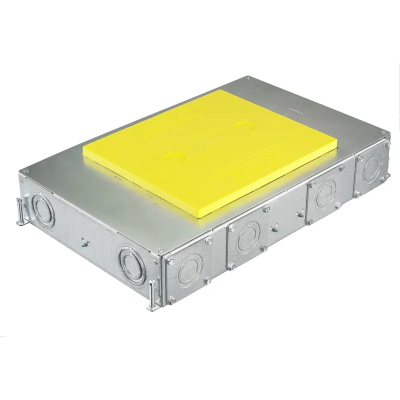 Genuine Hubbell-Wiring CFB6G30 Steel 6-Gang Standard On-Grade Fully Adjustable Floor Box With Rectangular Cover 11.04-Inch x 18.48-Inch x 3.46-Inch 33-Cubi