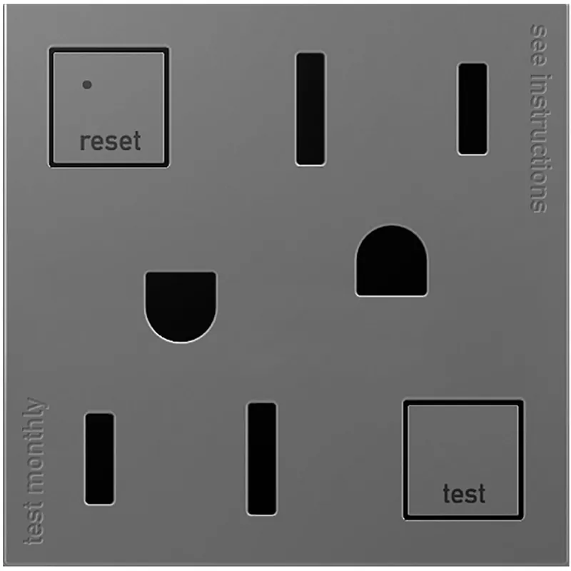 Fan Favorite Adorne AGFTR2152-M4 Residential Grade Tamper-Resistant Straight Blade GFCI Outlet 15-Amp 125-Volt NEMA 5-15R Magnesium