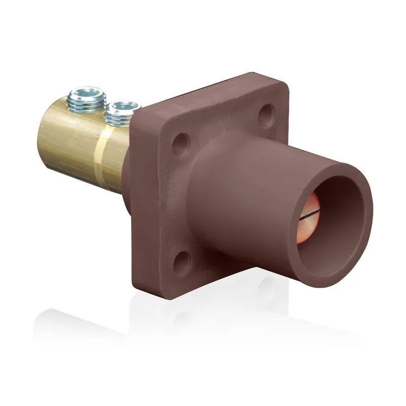 Leviton 16R21-UH 1-Pole 16 Series Cam-Type Taper Nose 90-Degree Male Panel Receptacle 600-Volt AC/DC 400-Amp Brown Rhino-Hide Flash Sale