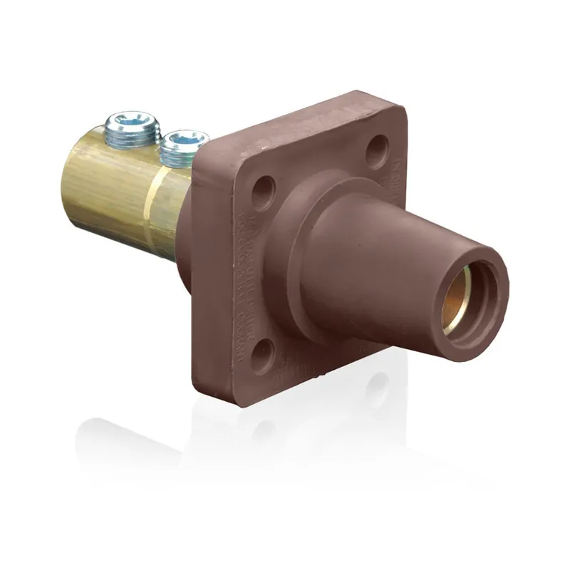 Seasonal Sale Leviton 16R22-UH 1-Pole 16 Series Cam-Type Taper Nose 90-Degree Panel Receptacle 600-Volt AC/DC 400-Amp Brown Rhino-Hide