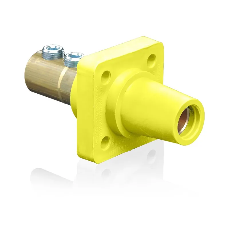 Editor’s Pick Leviton 16R22-UY 1-Pole 16 Series Cam-Type Taper Nose 90-Degree Panel Receptacle 600-Volt AC/DC 400-Amp Yellow Rhino-Hide