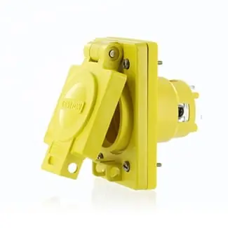 High Quality Leviton 97W47-S 3-Wire 2-Pole Industrial Grade Locking Single Outlet 125-Volt AC 20-Amp Yellow Wetguard