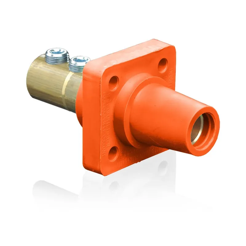 Viral Leviton 16R22-UO 1-Pole 16 Series Cam-Type Taper Nose 90-Degree Panel Receptacle 600-Volt AC/DC 400-Amp Orange Rhino-Hide