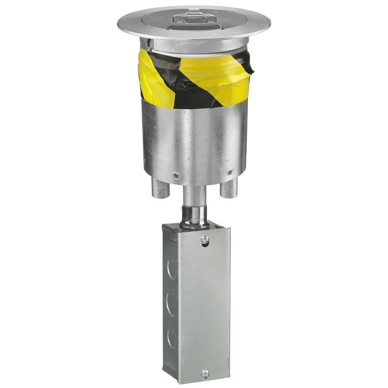 Hubbell-Wiring S1R4PTALU Die Cast Aluminum Cover Through Floor Fire-Rated Poke-Thru Fitting With Aluminum Cover Brushed Aluminum ScrubShield System Limited Edition