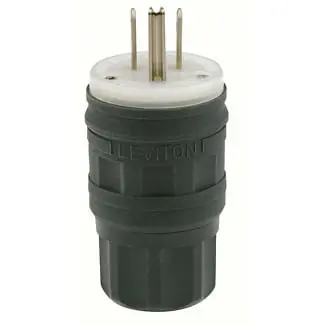 Leviton 14W47-B 3-Wire 2-Pole Polarized Industrial Grade Straight Blade Plug 125-Volt 15-Amp Black Wetguard Place Order