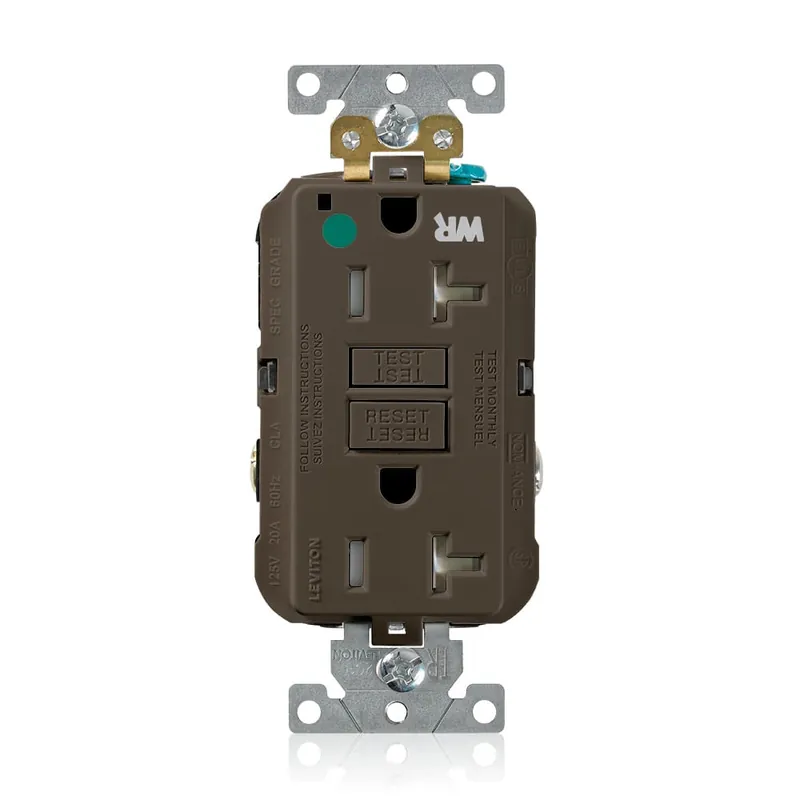 Worldwide Shipping Leviton GFWT2-HG Hospital Grade Extra Heavy Duty Tamper And Weather-Resistant Self-Test GFCI Duplex Receptacle Outlet 20-Amp 125-Volt AC NEMA 5-20R