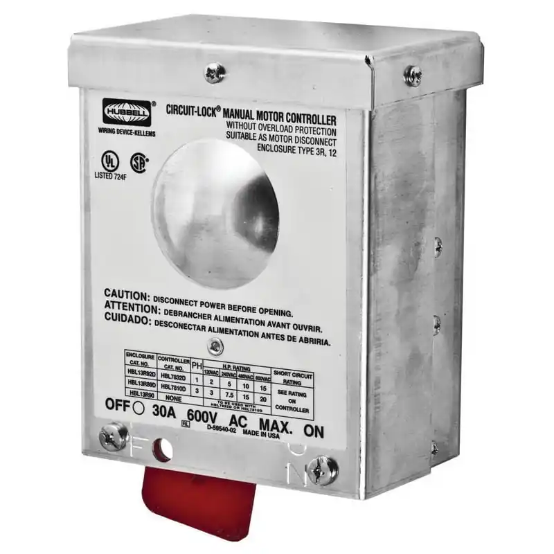 Grab Now Hubbell-Wiring HBL1392D 2-Pole 1-Phase Standard-Duty Manual Motor Disconnect Switch 600-Volt AC 30-Amp Circuit-Lock